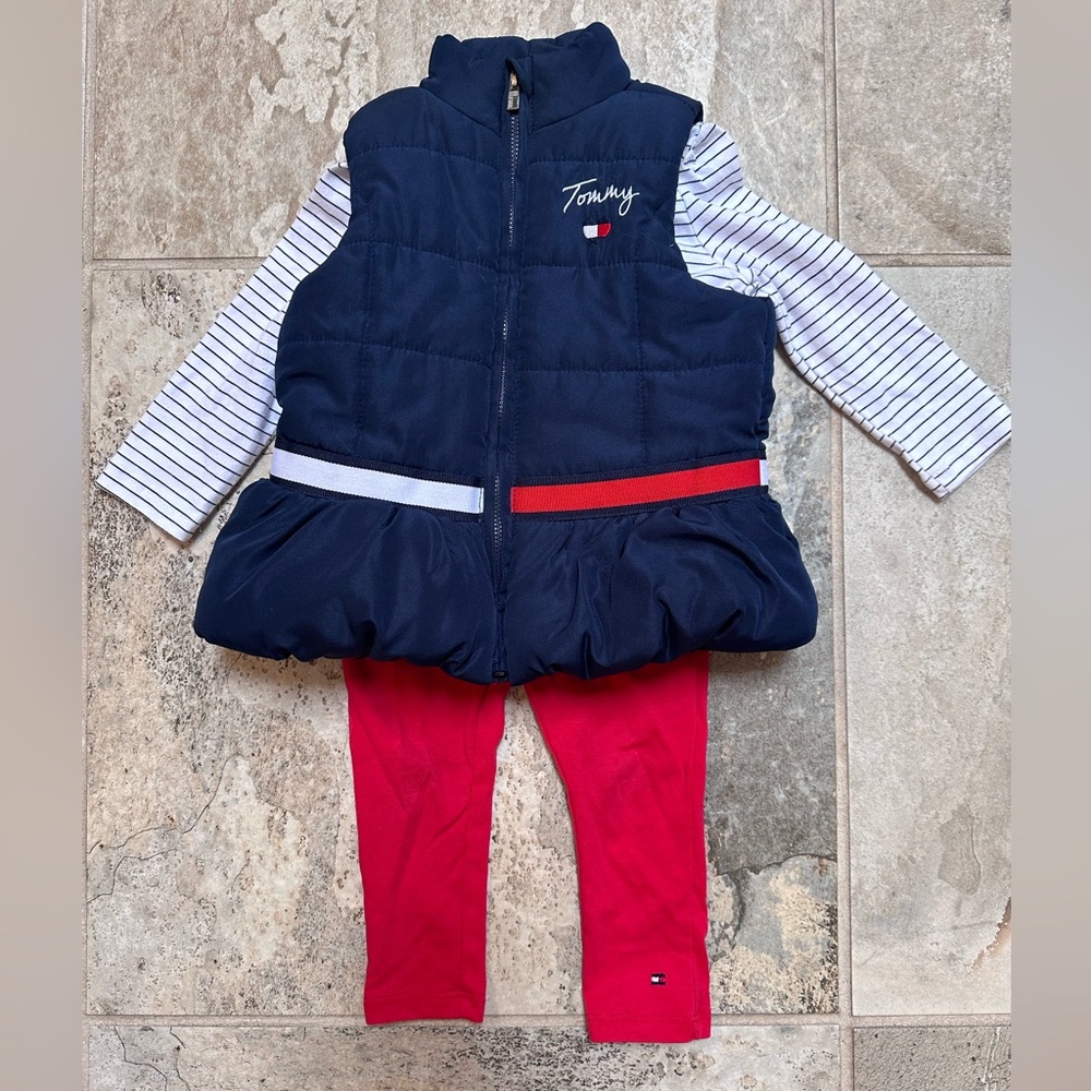 Tommy Hilfiger toddler girls 3 piece puff vest set